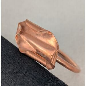 Copper bangle closed must fit over knuckles not more than ,7 .25'.Heavy gauge
